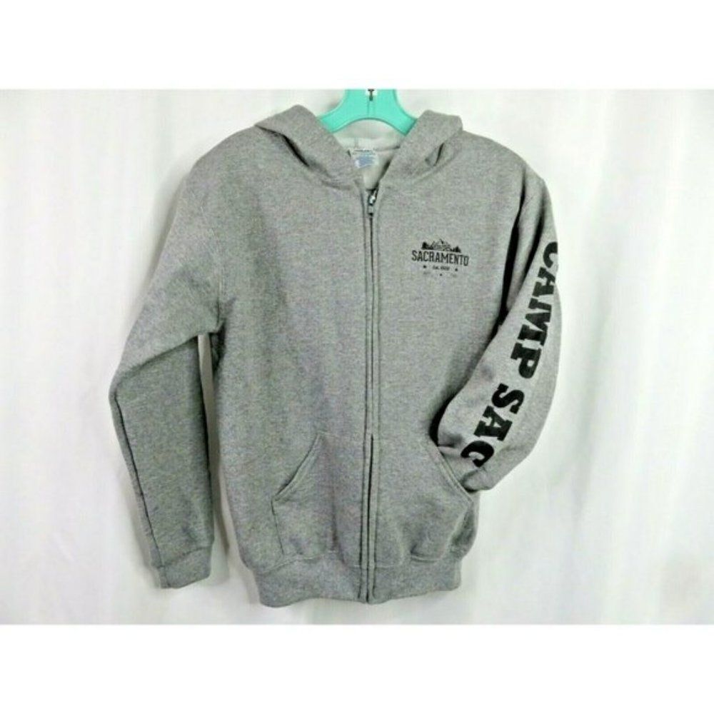 Camp Sacramento Gray Zip Hoodie Youth   M Jerzees NEW Cotton Blend Tahoe Caldor